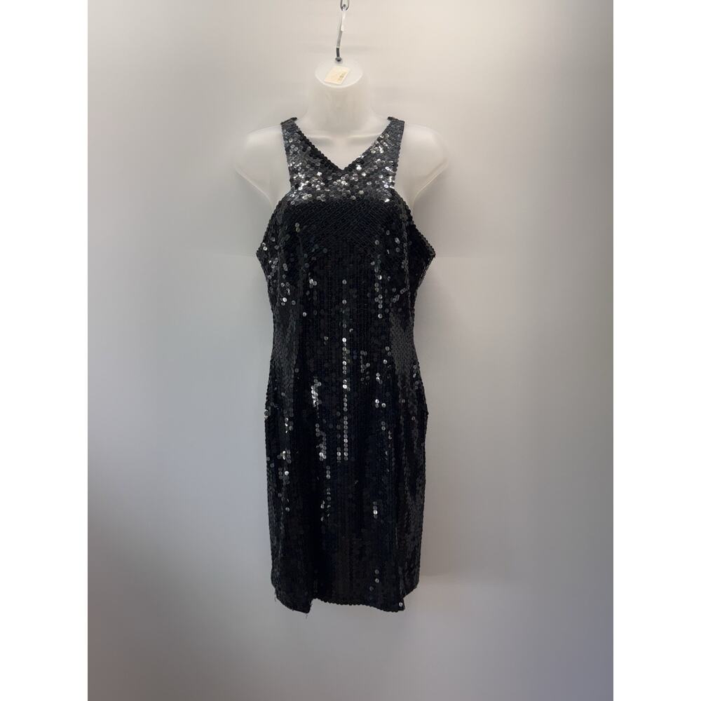 NITELINE Vintage Black Sequin Sleeveless Sheath Dress Women’s Size 12